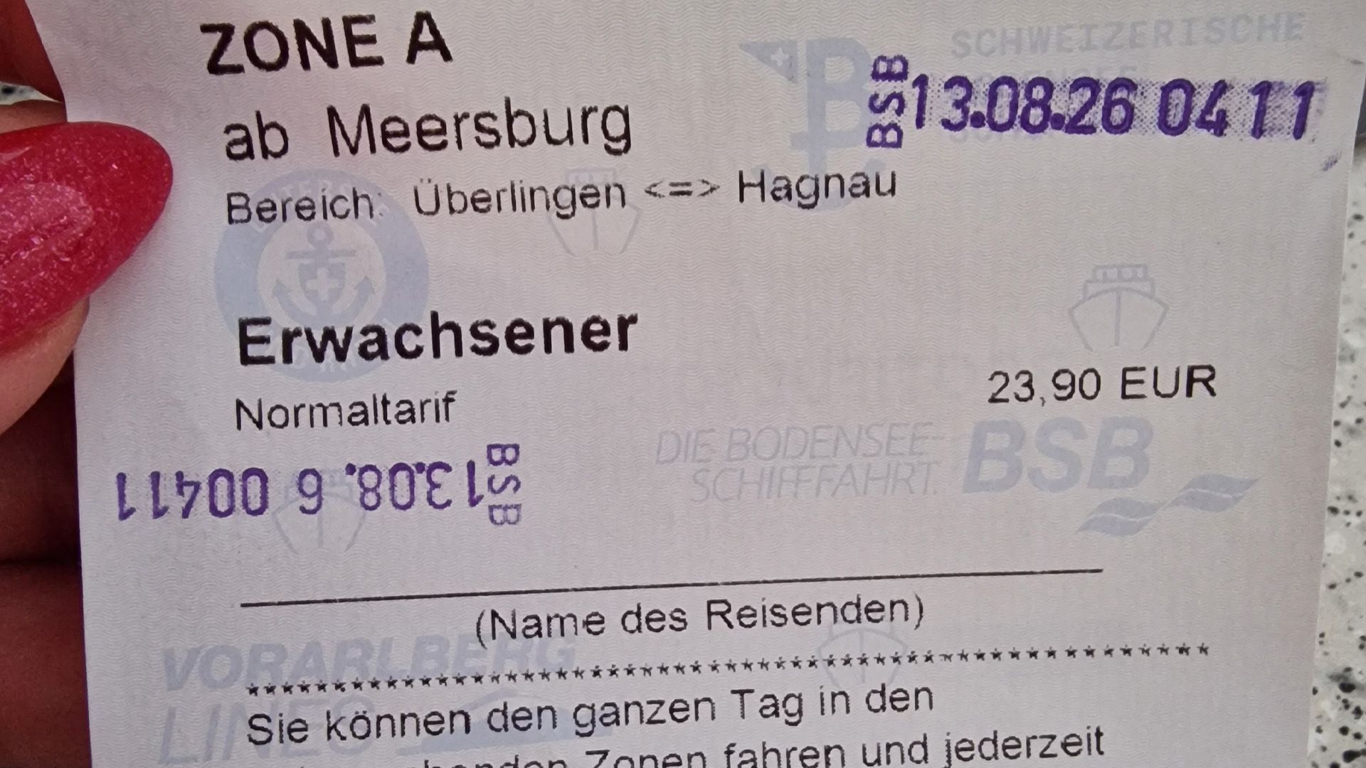 Gezahlt von Alex138: Bodensee - Tageskarte Fähre