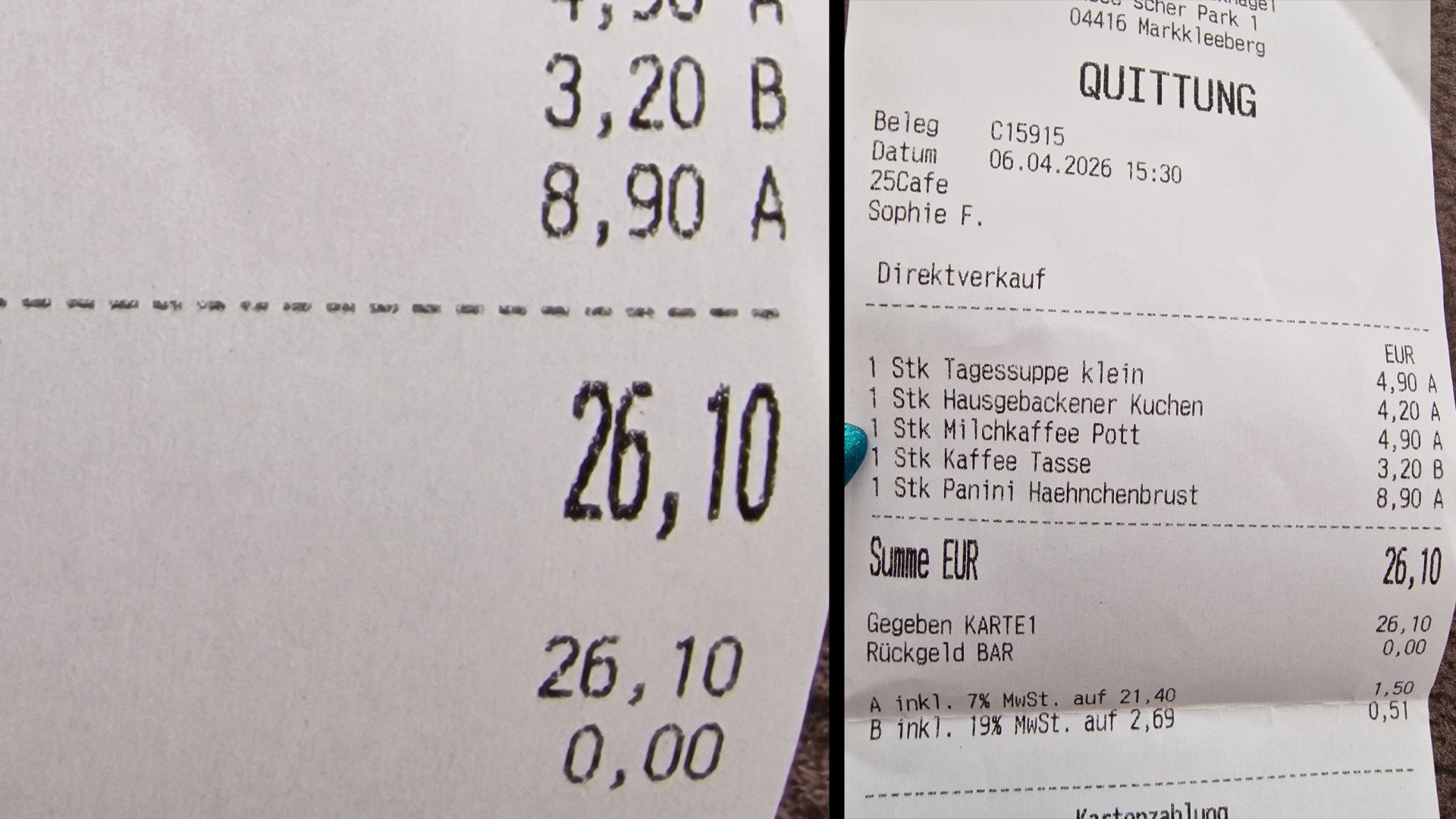 Gezahlt von Chantal - Restaurant